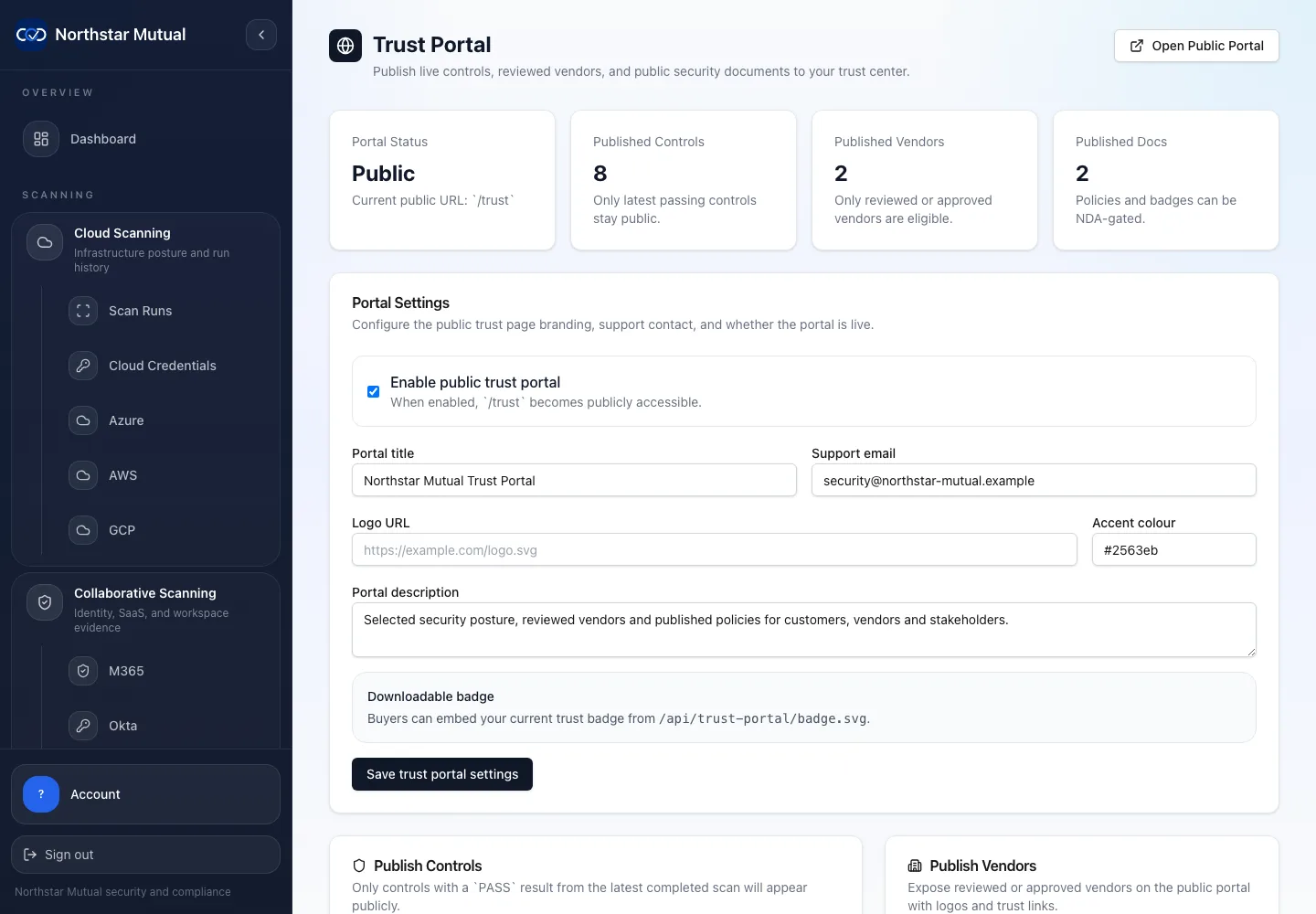 Trust Portal admin screenshot